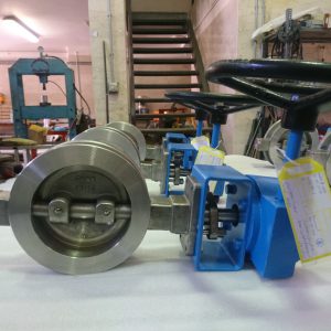 DN:150 ,PN:25 🔹️BUTTERFLY VALVE WAFER TYPE PN=25 DN=150 HANDLE LEVER 🔵MATERIAL:BODY, DISC & SHAFT:STAINLESS STEEL TYPE 18.12 🔵SEAT:PTFE REINFORCE WITH GLASS FIBER DN:150 ,PN:25